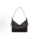 DIOR Voyage 26S retro gold finish metal pleated design single-shoulder bag medium-sized women\'s black