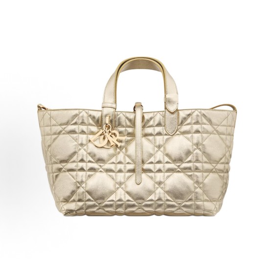 DIOR Toujours metal pendant adjustable shoulder strap Indigenous bag single-shoulder handbag medium-sized women\'s gold