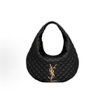 SAINT LAURENT ICARE diamond-quilted solid color design HOBO bag, black handbag