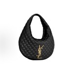SAINT LAURENT ICARE diamond-quilted solid color design HOBO bag, black handbag