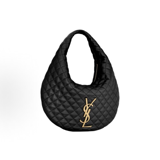 SAINT LAURENT ICARE diamond-quilted solid color design HOBO bag, black handbag