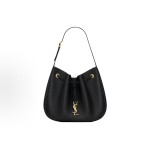 SAINT LAURENT golden Logo adjustable shoulder strap grated leather single-shoulder bag handbag