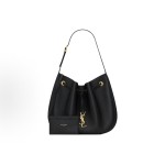 SAINT LAURENT golden Logo adjustable shoulder strap grated leather single-shoulder bag handbag