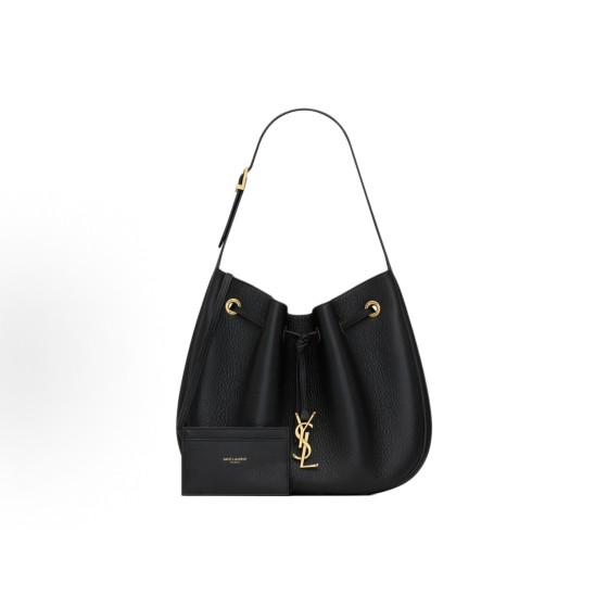 SAINT LAURENT golden Logo adjustable shoulder strap grated leather single-shoulder bag handbag