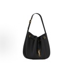 SAINT LAURENT golden Logo adjustable shoulder strap grated leather single-shoulder bag handbag