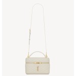 SAINT LAURENT YSL GABY bronze-decorated sheepskin single-shoulder bag, large white