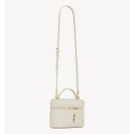 SAINT LAURENT YSL GABY bronze-decorated sheepskin single-shoulder bag, large white