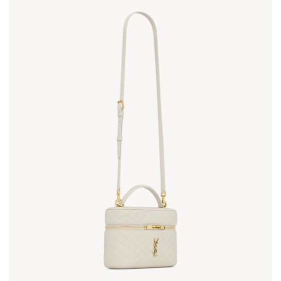 SAINT LAURENT YSL GABY bronze-decorated sheepskin single-shoulder bag, large white