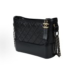 CHANEL香奈儿 Gabrielle 20P 复古菱格皮穿链链条单肩斜挎包 中号  黑色