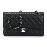 CHANEL Classic Flap CF Classic silver buckle diamond-shaped leather chain shoulder strap granular embossed cowhide mouth cover bag Crossbody bag Shoulder bag medium size black