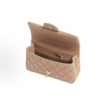 CHANEL Classic Flap CF 25B chain design granular embossed glossy calfskin combined with gold metal handbag mini camel color