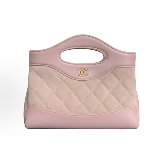 CHANEL 31Bag series 25P golden metal diamond-patterned leather chain shoulder strap sheepskin single-shoulder crossbody handbag light pink