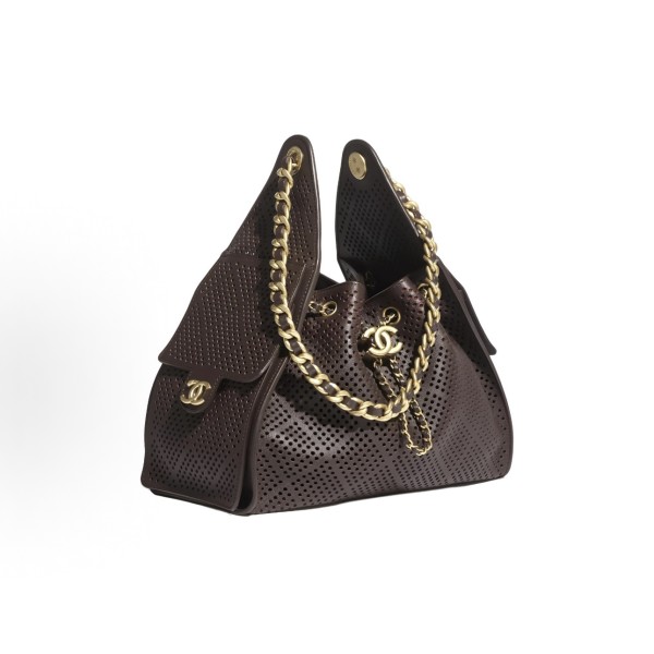 CHANEL 25Bag 26P Double C LOGO leather chain diamond-shaped hippie bag, perforated calfskin with gold metal handbag, small size for women