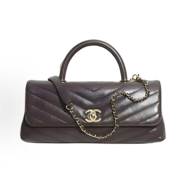 CHANEL 26P Double C Logo leather chain-stitched goatskin with bright gold metal LIDS, oversized handbag for women