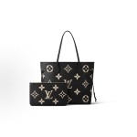 LOUIS VUITTON NEVERFULL MM 颗粒⾯压花  中号 ⿊⾊拼浅驼⾊