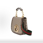GUCCI古驰 Blondie 单肩斜挎手提包 中号 女款 棕色