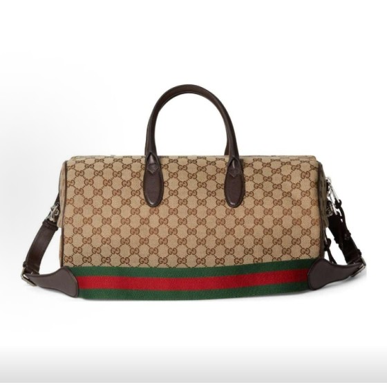 GUCCI古驰 单肩斜挎手提旅行包 中号 男款 深棕色