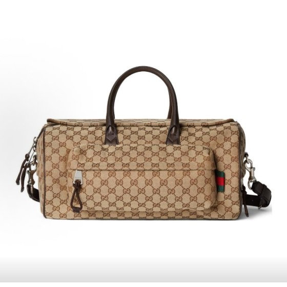 GUCCI古驰 单肩斜挎手提旅行包 中号 男款 深棕色