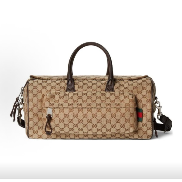 GUCCI古驰 单肩斜挎手提旅行包 中号 男款 深棕色