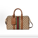 GUCCI古驰 Ophidia 手提包 中号 女款 米色拼棕色