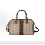 GUCCI古驰 Ophidia 波士顿包 单肩斜挎手提包 大号 女款 米色拼棕色