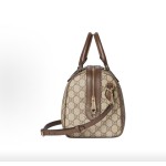 GUCCI古驰 Ophidia 波士顿包 单肩斜挎手提包 大号 女款 米色拼棕色