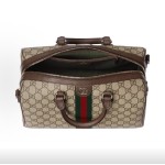 GUCCI古驰 Ophidia 波士顿包 单肩斜挎手提包 大号 女款 米色拼棕色