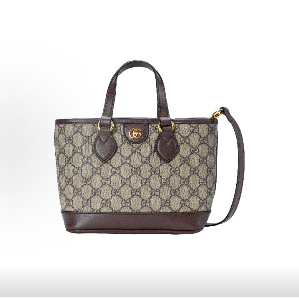 GUCCI古驰 Ophidia 单肩斜挎手提包 迷你 女款 米色拼乌木色