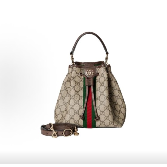 GUCCI古驰 Ophidia 水桶包 单肩手提包 小号 女款 棕色