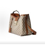 GUCCI古驰 Padlock 单肩包 中号 女款 米色拼深棕色