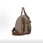 GUCCI古驰 Savoy 调节肩带拉链开合 手提单肩斜挎旅行包 大号 男款 米色拼棕色