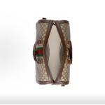 GUCCI古驰 Savoy 调节肩带拉链开合 手提单肩斜挎旅行包 大号 男款 米色拼棕色