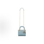 DIOR Lady Dior detachable chain shoulder strap wicker pattern Princess bag, mini women\'s crossbody handbag, sky blue