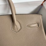 Half handmade Birkin all steel hardware wax wire platinum 30cm A-level Togo leather spotted dove grey gold buckle