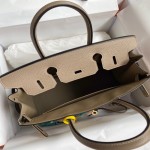 Half handmade Birkin all steel hardware wax wire platinum 30cm A-level Togo leather spotted dove grey gold buckle