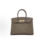 HERMES爱⻢仕 Birkin 30 ⾦扣 ⼥款 18 Etoupe ⼤象灰