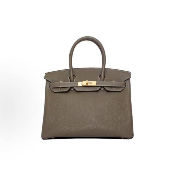 HERMES爱⻢仕 Birkin 30 ⾦扣 ⼥款 18 Etoupe ⼤象灰